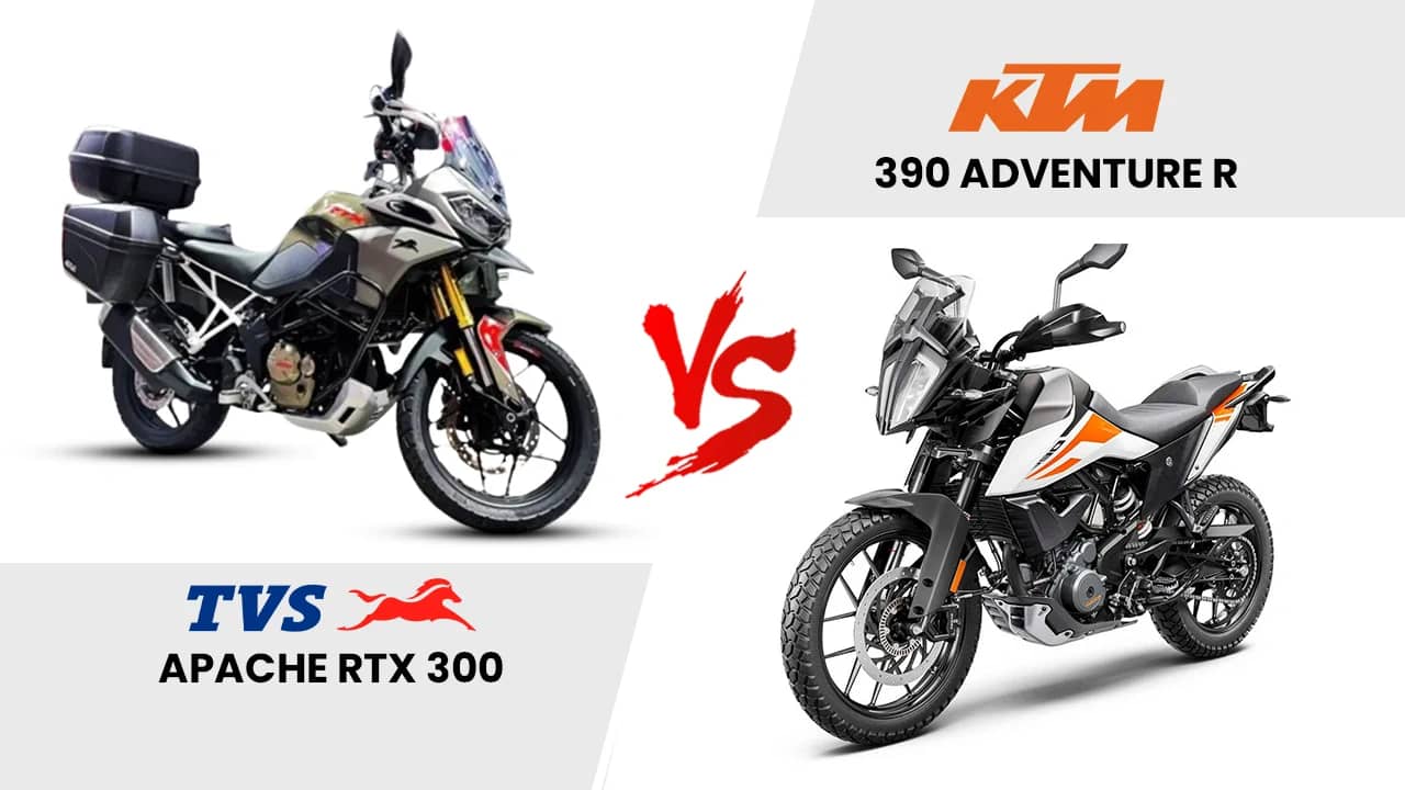 TVS Apache RTX 300 vs KTM 390 Adventure R — Battle of the ADV 300–400cc TVS Apache RTX 300 vs KTM 390 Adventure R — Battle of the ADV 300–400cc