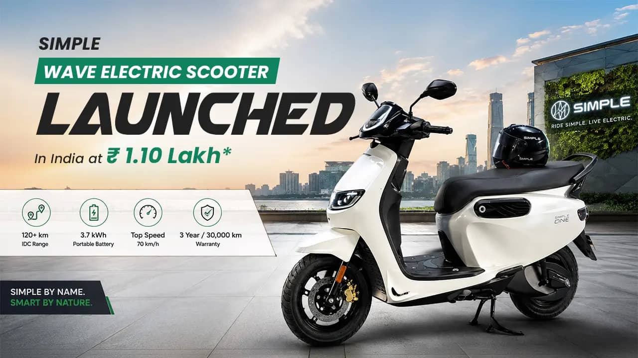 Simple Wave Electric Scooter Launched in India at Rs 1.10 Lakh Simple Wave Electric Scooter Launched in India at Rs 1.10 Lakh