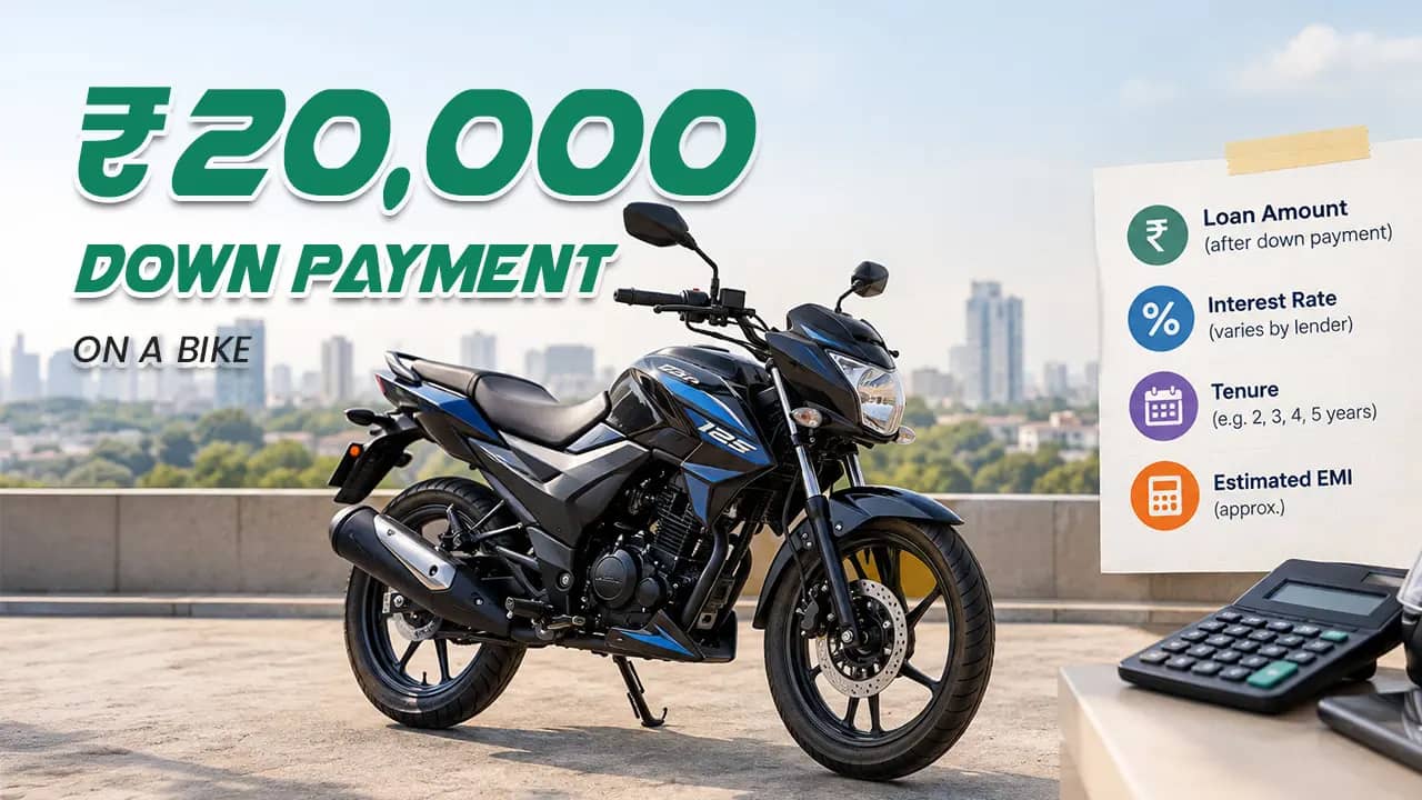 ₹20,000 Down Payment on a Bike: What Could the EMI Look Like in India? ₹20,000 Down Payment on a Bike: What Could the EMI Look Like in India?